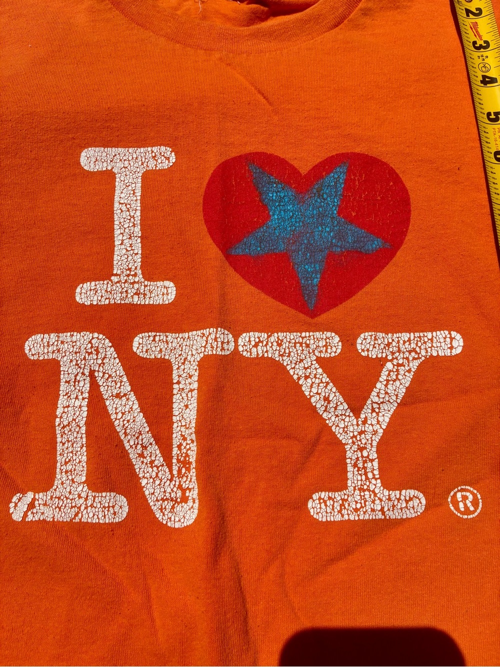 Vintage retro, New York, East Coast punk grunge Orange 'I ♥ NY' Graphic Tee